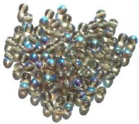 100 6mm Transparent Black Diamond AB Round Glass Beads